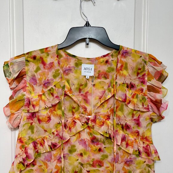 Misa Los Angeles Emi Top Golden Floral Mix Size L - Picture 4 of 14